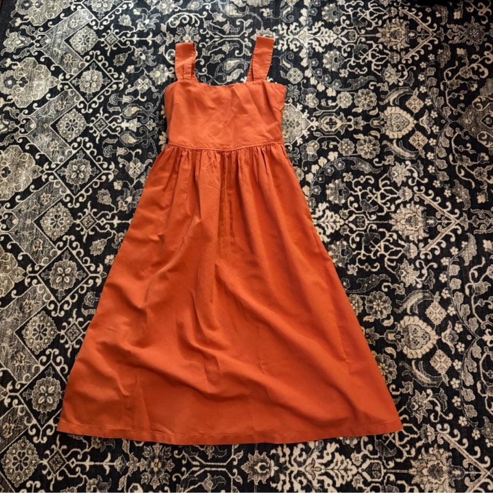 Uniqlo Orange Sleeveless Midi Dress